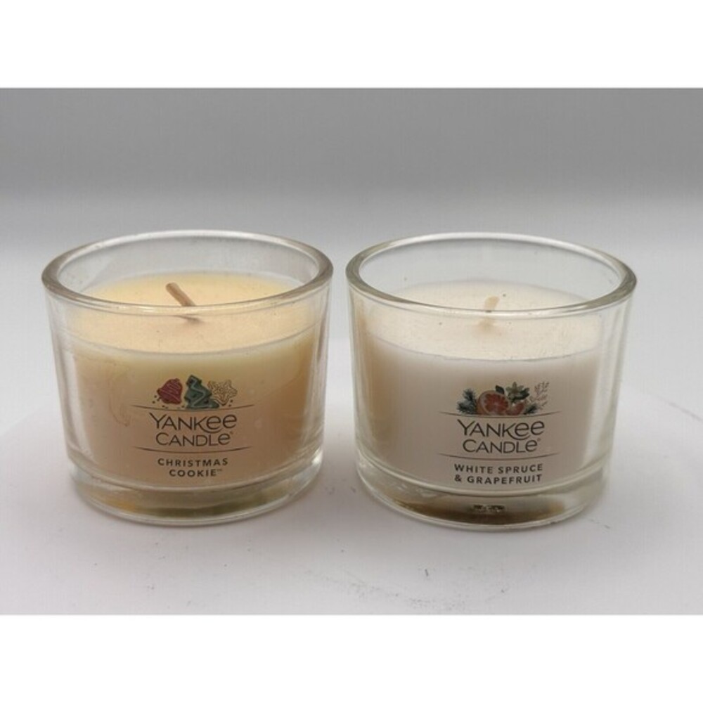 Set Of 2- Mini Yankee Candles Christmas Cookie & White Spruce & Grapefruit NEW